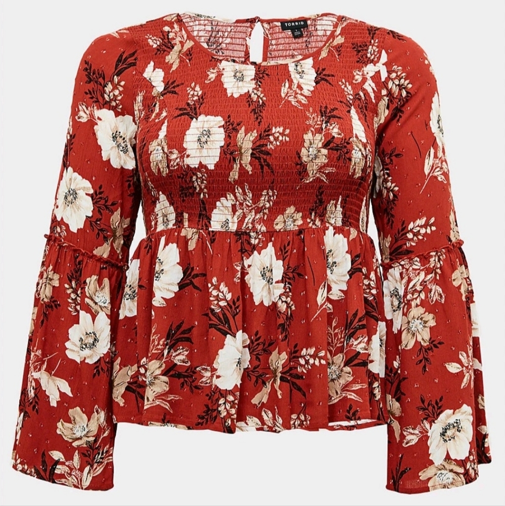 EUC ‼️ Torrid Size 0 Floral Smocked Top